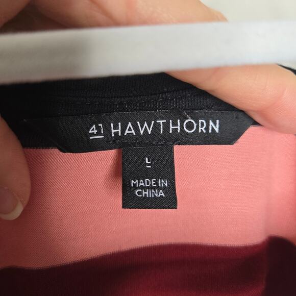 41 Hawthorn Black & Pink Striped Relaxed Fit Top Long Sleeves Size Large - Picture 6 of 6